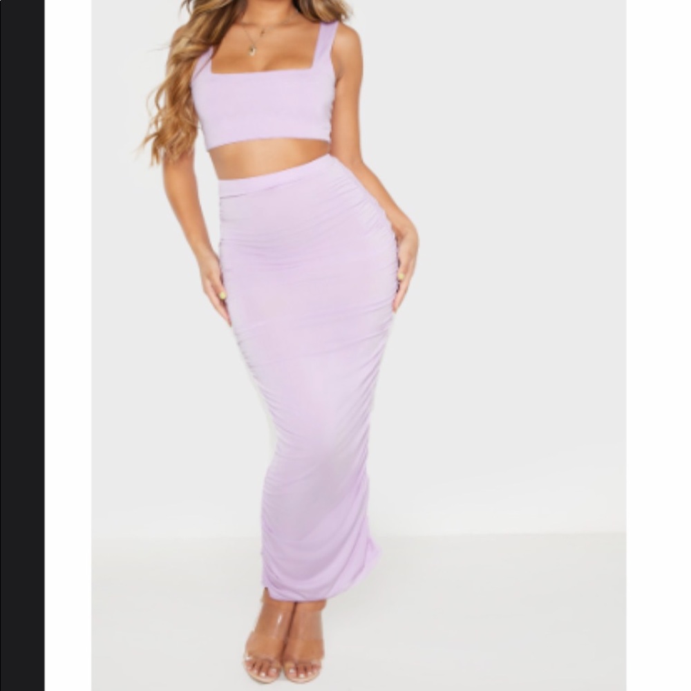 PrettyLittleThing Lilac Skirt and Crop Top